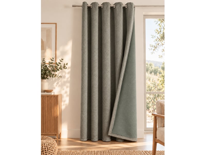 Rideau occultant phonique et thermique 140 x 240 cm osiris kaki 15677 - Conforama A