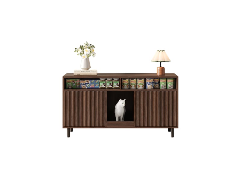  Meuble cache-litière avec rangement, maison de toilette discrète, noyer, 120 x 50 x 66 cm, mdf Fay Lum - Conforama A