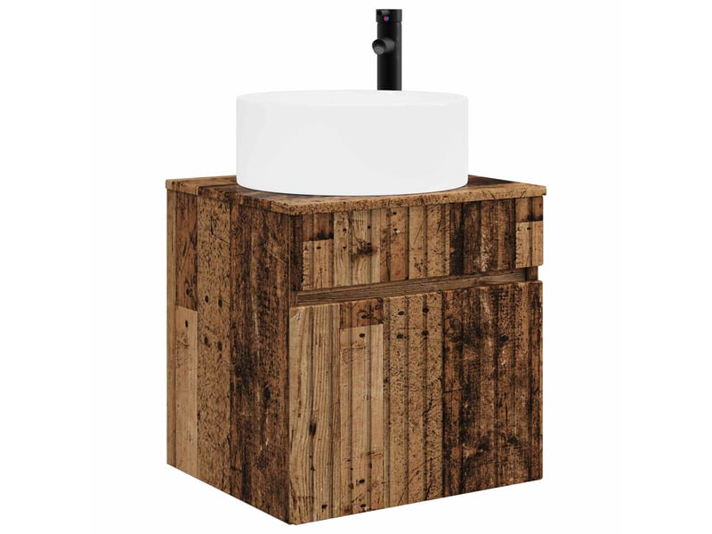 Meuble de lavabo mural, rangement salle de bain bois ancien 49x44.5x65.5 cm - Conforama A