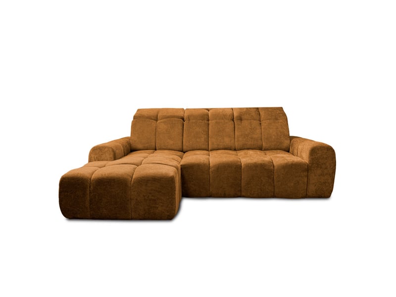  Canapé d'angle gauche relax krabi avec coffre tissu kiara brun doré KRABI-M-KIA858-L - Conforama D