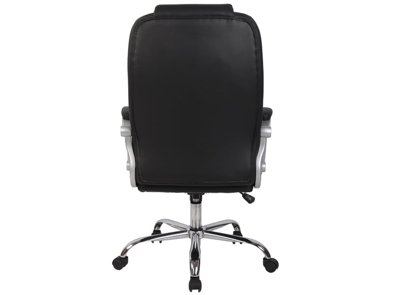 Chaise de bureau sur roulettes aec accoudoirs mécanisme à bascule similicuir noir et métal 10_0006907  - Conforama E