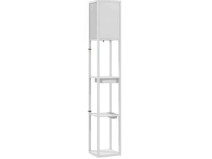 Lampadaire 26 x 26 x 159 cm en mdf avec étagère à 3 niveaux, ports usb et prise blanc chicfurn