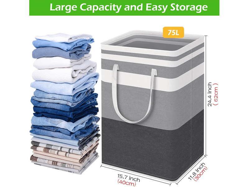  Panier à linge de grande capacité de 75 l - panier à linge autonome et imperméable - pliable avec poignées pour les vêtements, les jouets, la chambre à coucher et la maison  - Conforama D