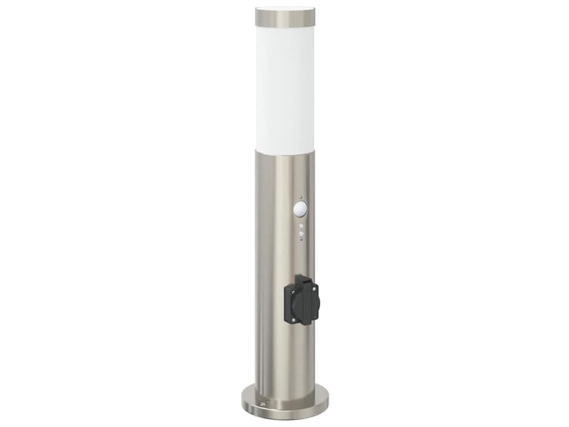Lot de 3 borne lumineuse avec détecteur et prise 50 cm acier inoxydable ip44 shl95073 - Conforama D