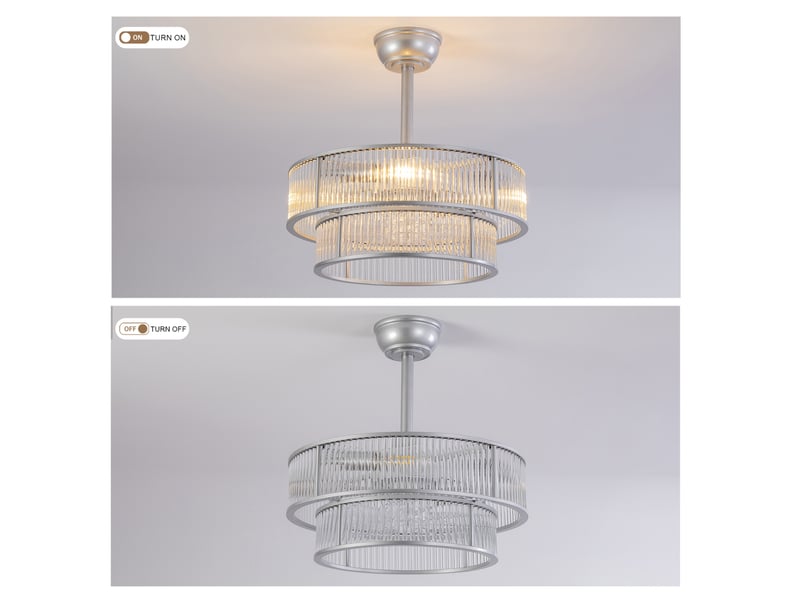  Ventilateur de plafond 50x50x39 cm 6 vitesses métal argenté  - Conforama E