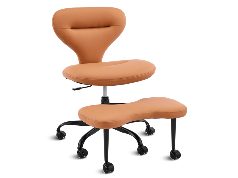  Chaise de bureau 67x80x84 cm réglable avec repose-pieds orange  - Conforama A