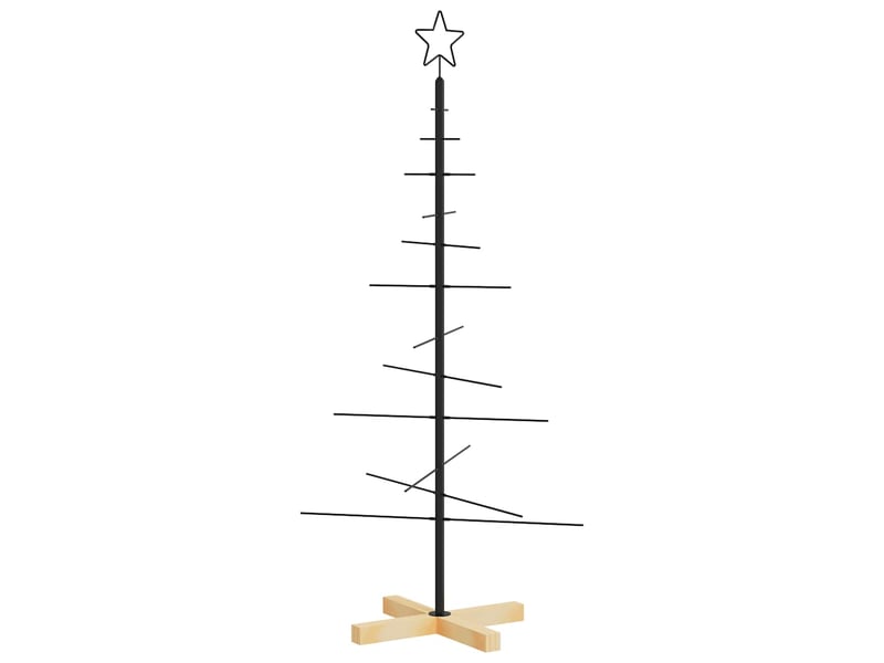 Arbre de noël, sapin de noël en métal avec base en bois noir 120 cm  - Conforama E