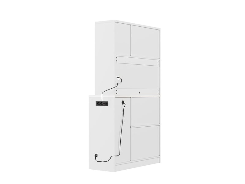 Servers, sideboards & buffets - armoire de cuisine moderne avec façades en verre, 100x40x180 cm armoire de cuisine de cuis - mdf - blanc - 100 x 40 x 180 cm - usage domestique - installation simple VB-OSQP001WH - Conforama A