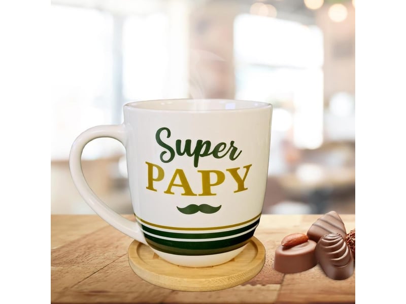  Stc - coffret tasse et sous tasse modèle super papy - idée cadeau  - Conforama D