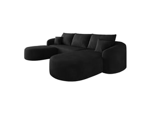 266 cm u-forme canapé d'angle - canapé modulaire boneless à compression - canapé noir en chenille - aucun montage nécessaire