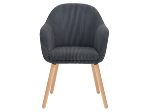 Chaise de salle à manger 53,5x83,5x46 cm avec accoudoirs, velours côtelé, bois, métal, gris foncé