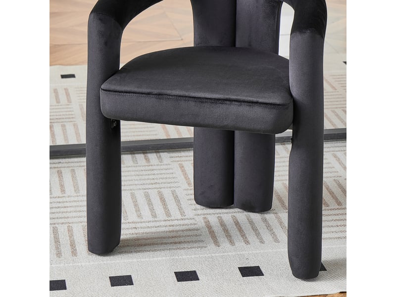  Lot de 2 chaises de salle à manger avec accoudoirs en velours noir  - Conforama R