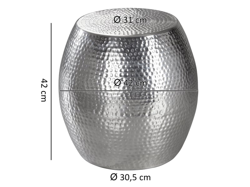  Table d'appoint ronde 42x42x42 cm en aluminium argenté  - Conforama D