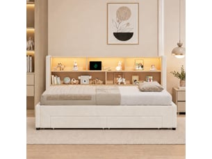 Lit simple 90x200 cm <strong>STILVORA</strong>  <strong></strong> coloris beige