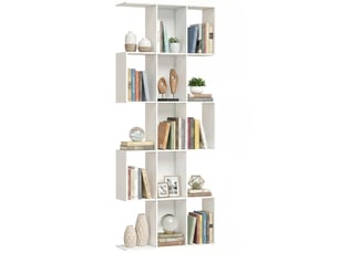 Bibliothèque en forme de s à 5 niveaux pour salon, chambre, bureau, 80 x 24 x 200 cm, blanche
