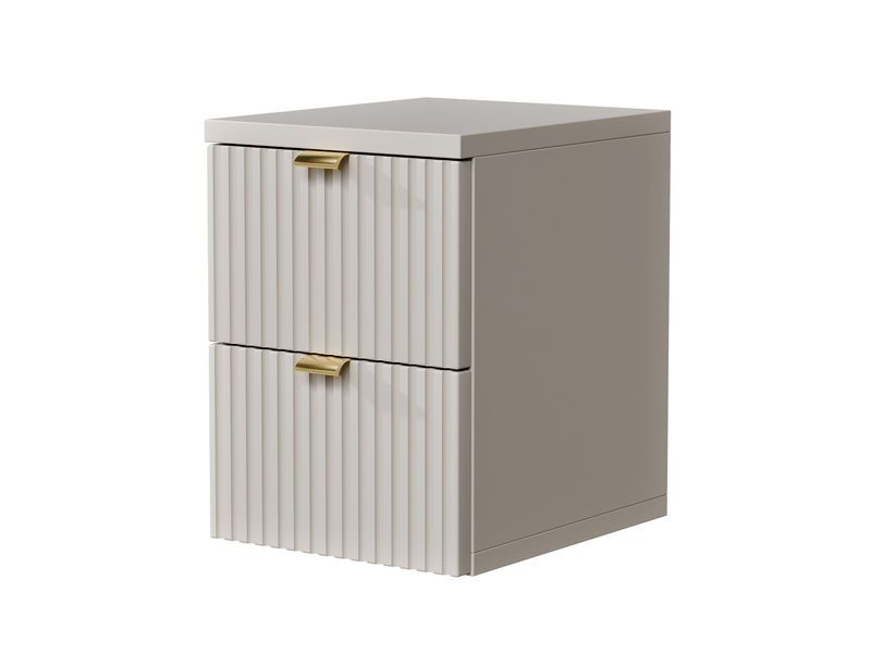  Table de chevet suspendue 2 tiroirs 25 cm cachemire façades rainurées  - Conforama A