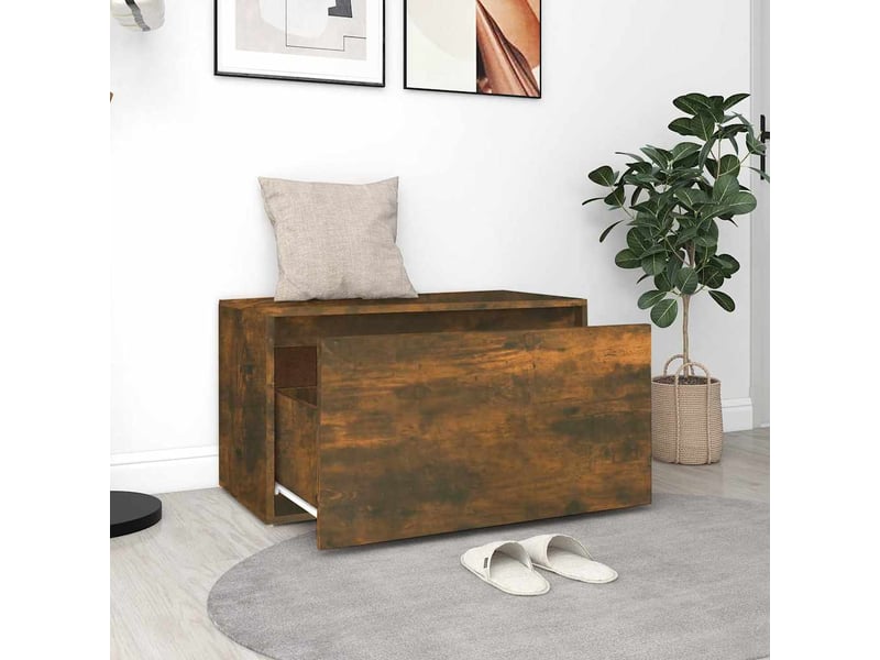  Banc d'entrée, banc interieur 80x40x45 cm chêne fumé bois d'ingénierie  - Conforama C