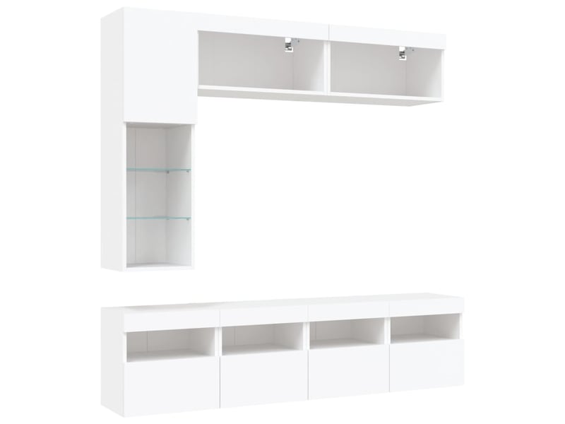 Ensemble de meubles tv - banc tv - meuble de rangement muraux 7 pcs avec lumières led blanc - Conforama C