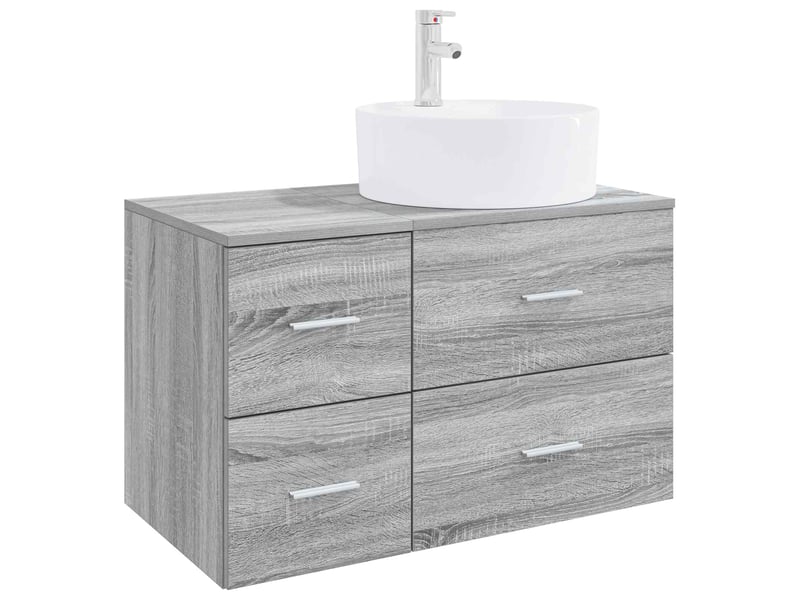  Ensemble de mobilier de salle de bain 2 pc sonoma gris cf64187  - Conforama A