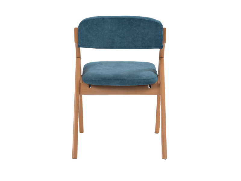  Lot de 2 chaises pliantes de salle à manger en bois de hêtre bleu  - Conforama A