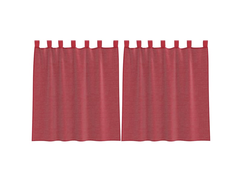 Lot de 2 rideaux en voile, voilages avec passe-tringles rouge bordeaux cf44488 - Conforama A