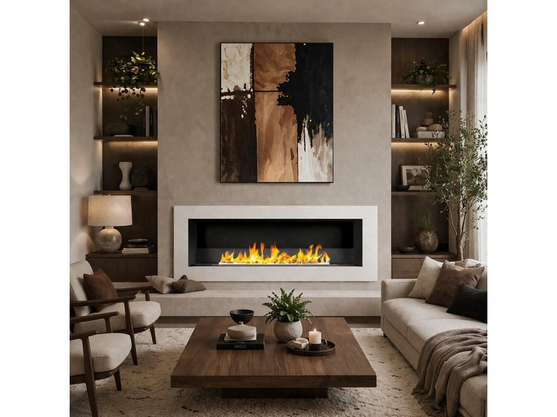  Siena 120 - cheminée murale bioéthanol 120 x 41 x 15 cm avec brûleur de 1,25 l en acier blanc  - Conforama C