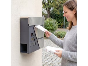 Boîte aux lettres murale 37x10x37 cm – gris foncé – porte-journaux, serrure, 2 clés, résistante aux intempéries