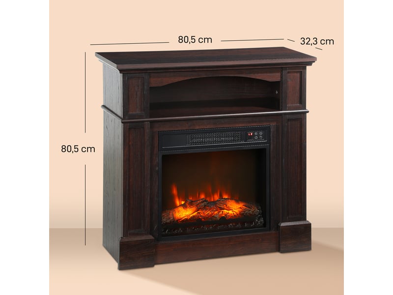  Cheminée électrique effet flamme led, chauffage 1800 w, télécommande, 80,5 cm  - Conforama E