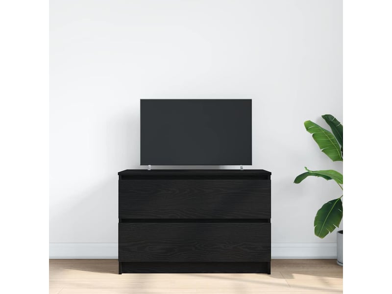  Meuble tv - banc tv - meuble de rangement noir 80x35x54 cm bois d'ingénierie  - Conforama C