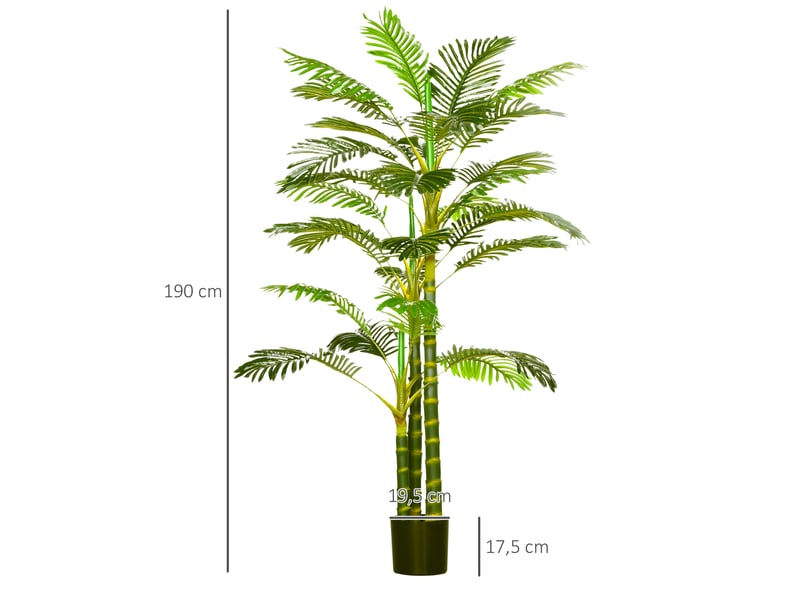  Palmier artificiel areca 190 cm, 30 feuilles, décoration intérieure et extérieure, ø 19,5 x 190 cm, vert  - Conforama E