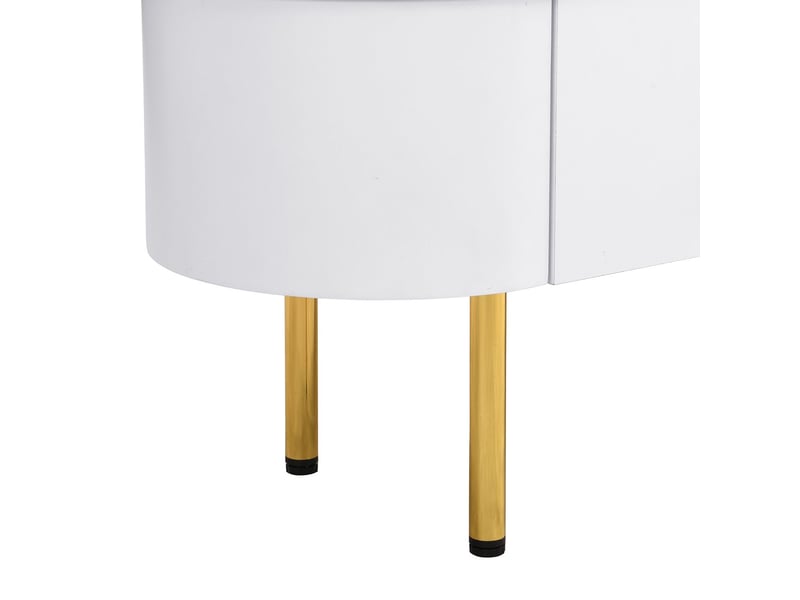  Meuble tv avec tiroirs, poignées et pieds dorés, coins arrondis et rangement meuble tv avec rangement  - Conforama D