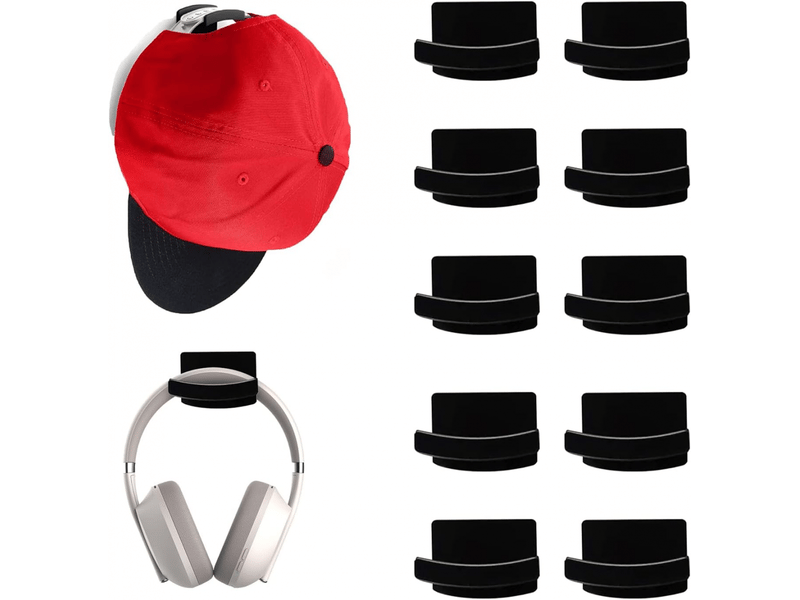  Noir - 10 porte-chapeaux, suspension murale de casquettes de baseball, porte-chapeau collé, porte-serviette pour chapeau, organisateur de porte, pièce  - Conforama A