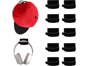 Noir - 10 porte-chapeaux, suspension murale de casquettes de baseball, porte-chapeau collé, porte-serviette pour chapeau, organisateur de porte, pièce