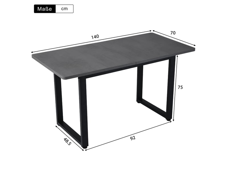  Table à manger rectangulaire 140 x 70 cm industrielle, gris et noir, pieds métal  - Conforama C