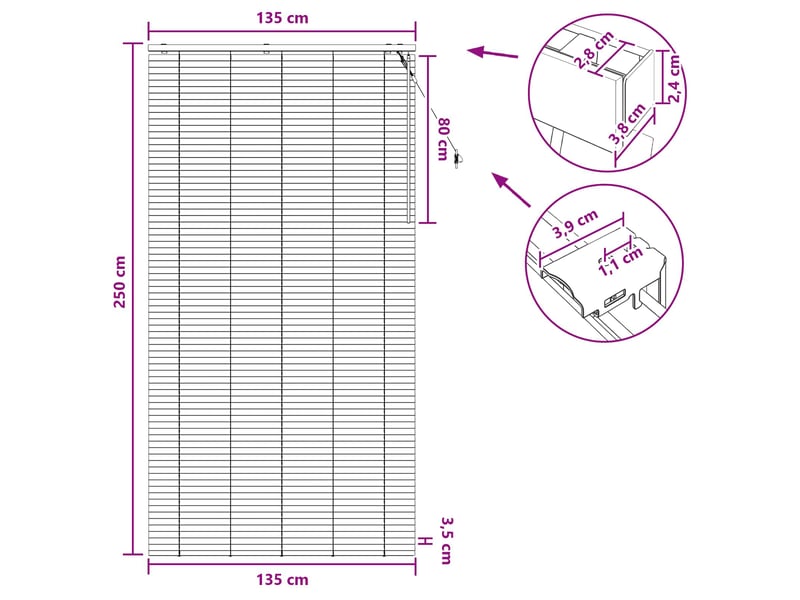  Store vénitien, store de fenêtre marron foncé 135 x 250 cm 35 mm cf47976  - Conforama E