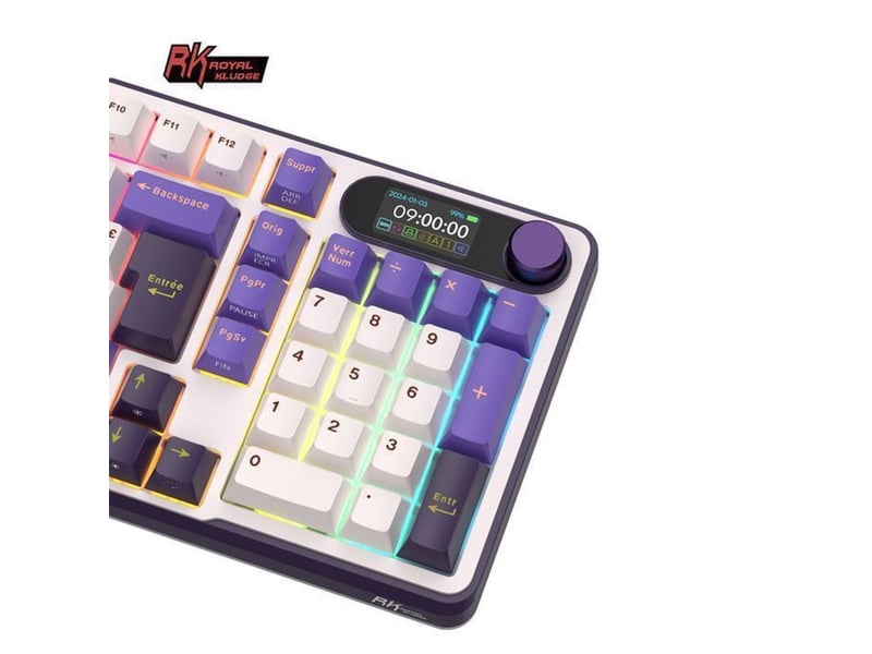 Clavier mecanique 96% azerty rk s98 violet triple connexion bt 2.4g usb-c ecran intelligent 321202_AAARG76721_6_DROPFR - Conforama C