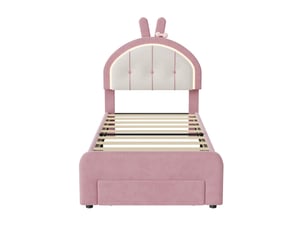 Lit avec rangement 90x200 cm <strong>Lonelyo</strong> <strong></strong> coloris rose