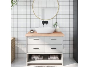 Comptoir de salle de bain, plan de travail 100x50x(2-6)cm bois massif non traité cf65697