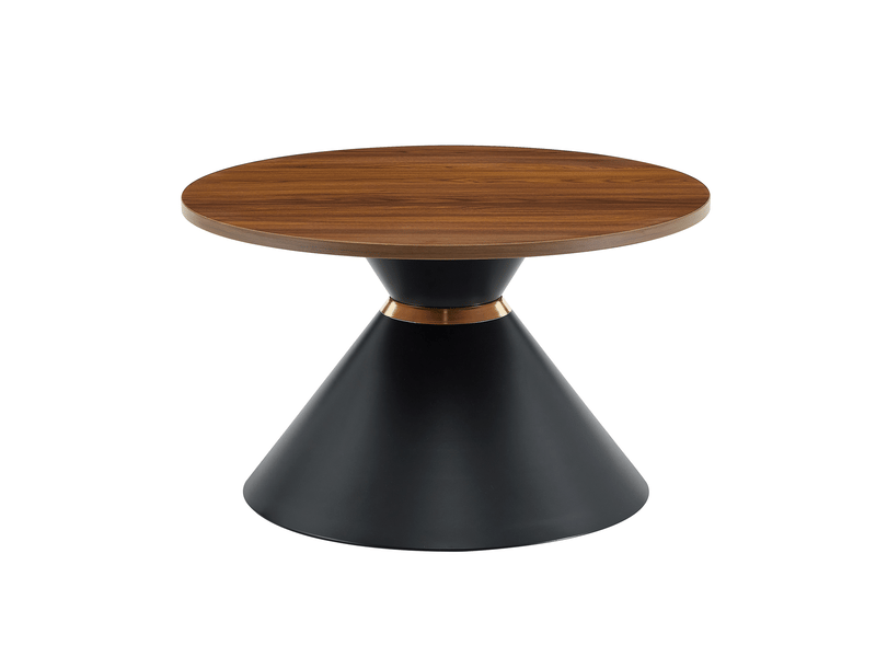 Lot de 2 tables basses rondes design conique métal noyer et noir  - Conforama A