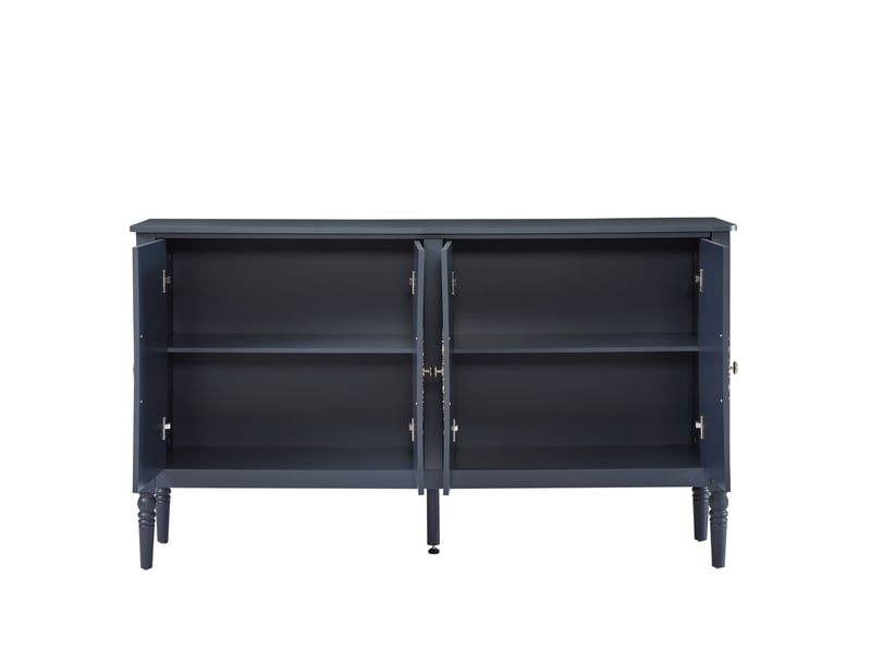  Buffet 160x40x89 cm bleu marine en panneau de particules et métal, rangement vintage pour salle à manger  - Conforama D