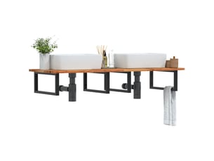 Étagère de vasque murale acier et bois massif d'acacia shl5741
