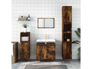 Amoire de salle de bain chêne fumé 65x33x60cm bois d'ingénierie shl1224