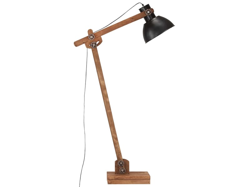  Lampadaire salon, lampe sur pied noir bois de manguier massif e27  - Conforama D