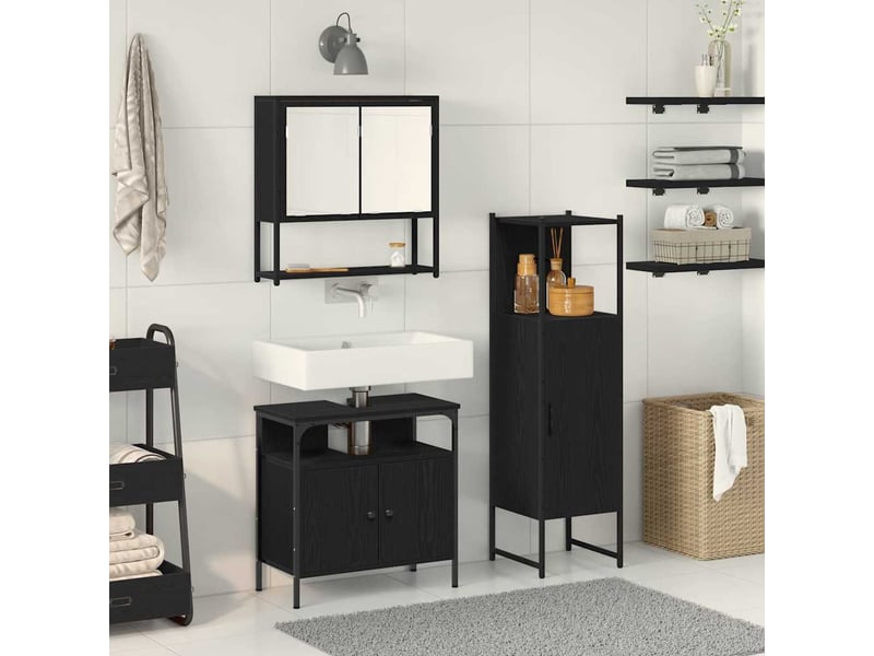  Ensemble de mobilier de salle de bain 3 pièces noir cf64490  - Conforama B