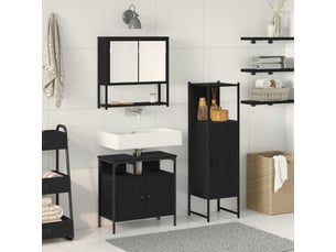 Ensemble de mobilier de salle de bain 3 pièces noir cf64490
