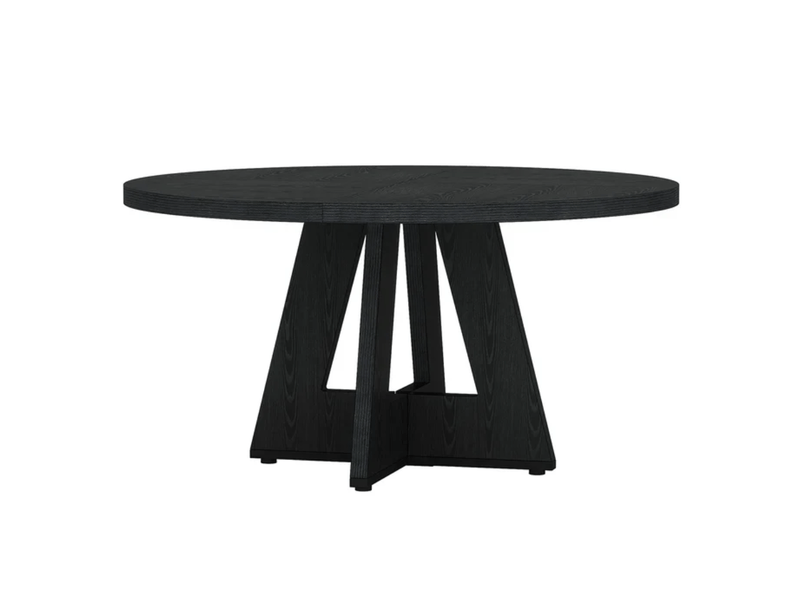  Table à manger ronde 4 places style campagne - lpospi - plateau et pieds robustes en bois d’ingénierie noir 120 cm  - Conforama A
