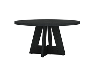 Table à manger ronde 4 places style campagne - plateau et pieds robustes en bois d’ingénierie noir 120 cm