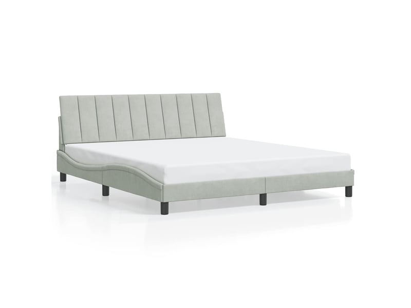 Lit double- lit adulte - cadre de lit sans matelas hanko gris clair 180x200 cm velours - Conforama A