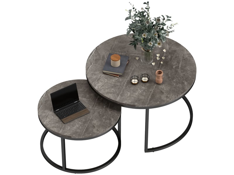  Lot de 2 tables basses gigognes encastrables mdf et métal  - Conforama A