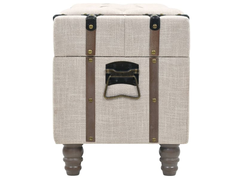  Bancs de rangement 3 pcs crème bois massif de sapin et tissu  - Conforama D